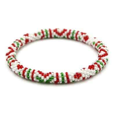 Red White Nepal Roll On Bracelet Set