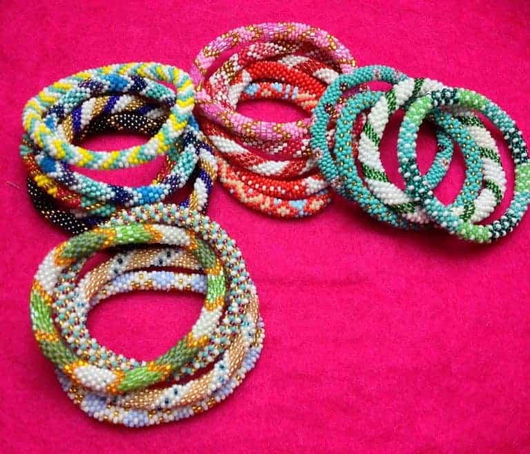 Blue & Orange Nepal Roll Up Bracelets Set main image 0