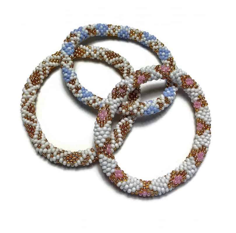 Purple Gold White Nepal Roll On Bracelet Set main image 0