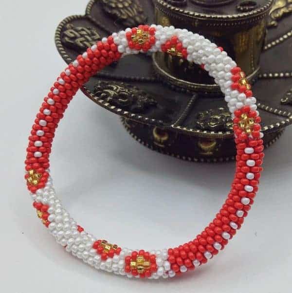 Red White Nepal Roll On Bracelet Set main image 0