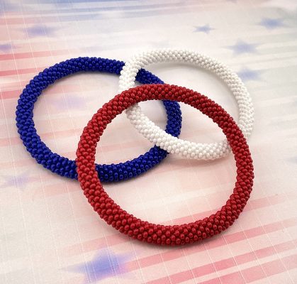 Red white and blue bead bracelet